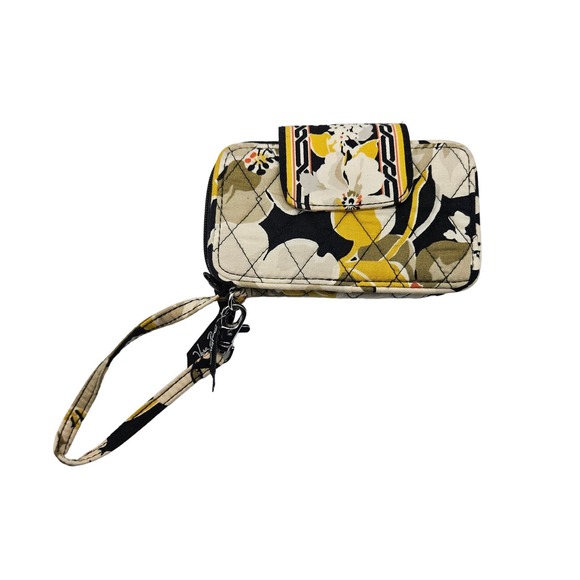 Vera Bradley Women's Wrislet Card Holder Yellow Black White Floral - Picture 1 of 6